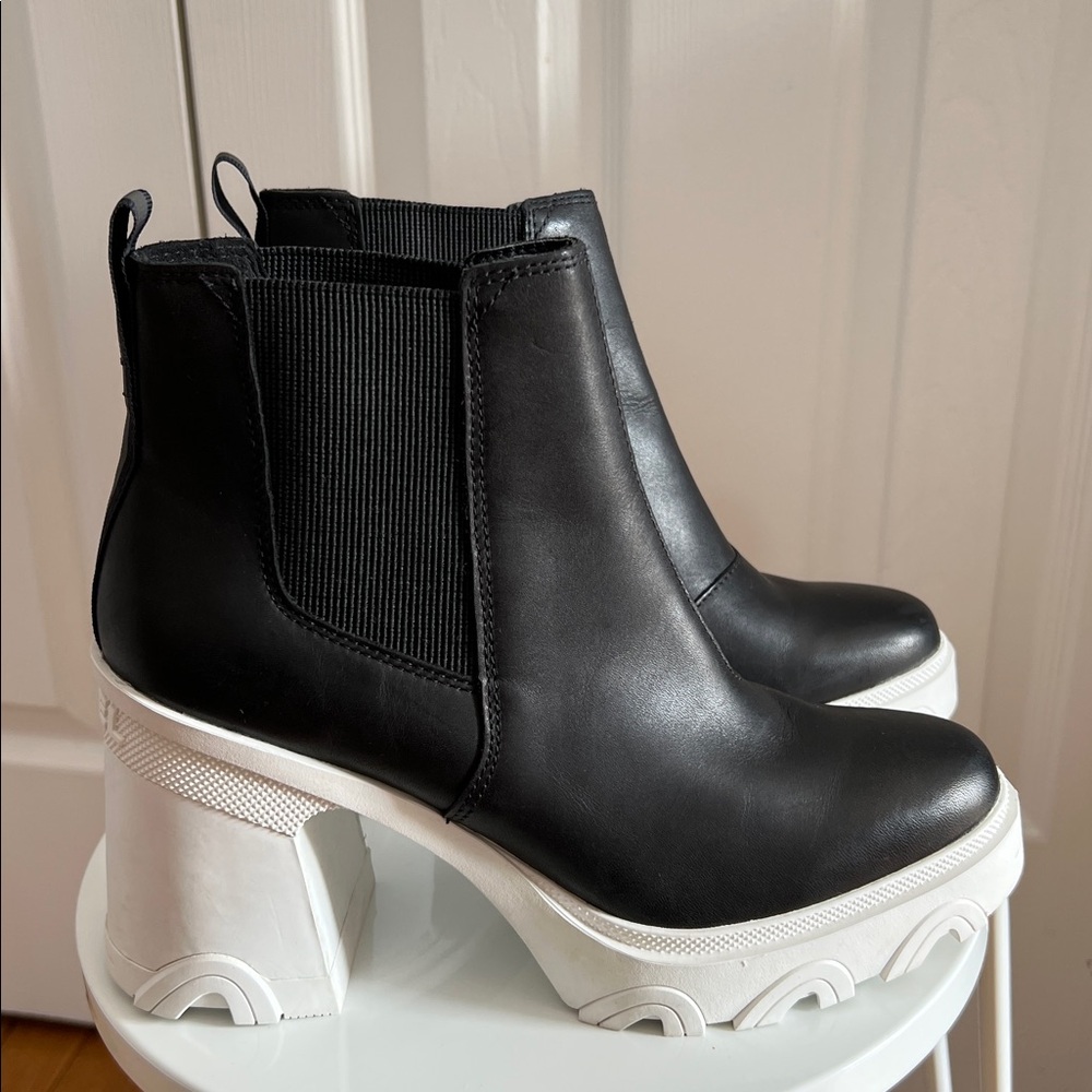 Sorel Brex Waterproof Platform Block Heel Chelsea Boot Black Size 9 - Picture 8 of 13